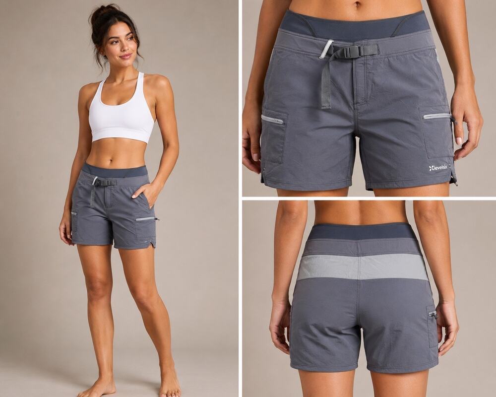 Level Six Women’s 14 Gray Neoprene Hybrid Board Shorts Paddle Kayak Surf Shorts